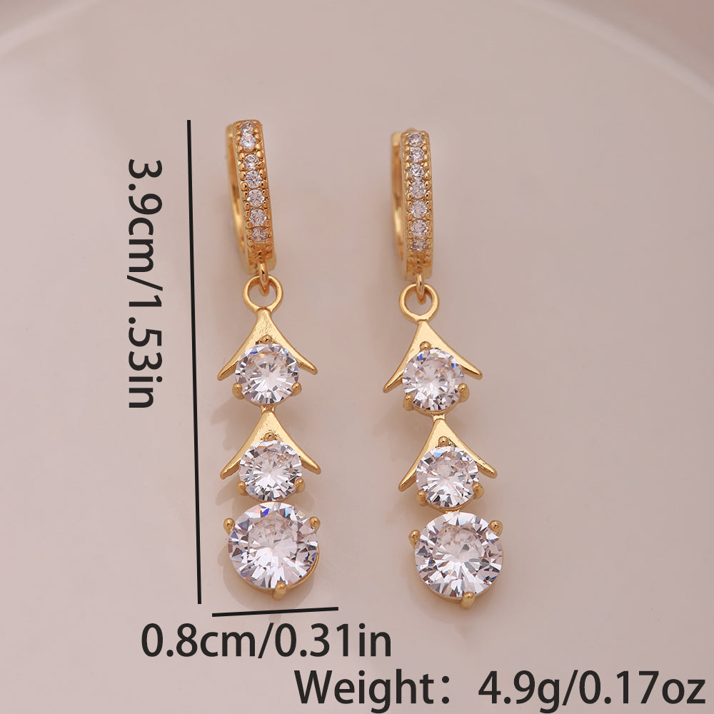 1 Pair Ig Style Sweet Color Block Plating Inlay Copper Zircon 18k Gold Plated Silver Plated Drop Earrings