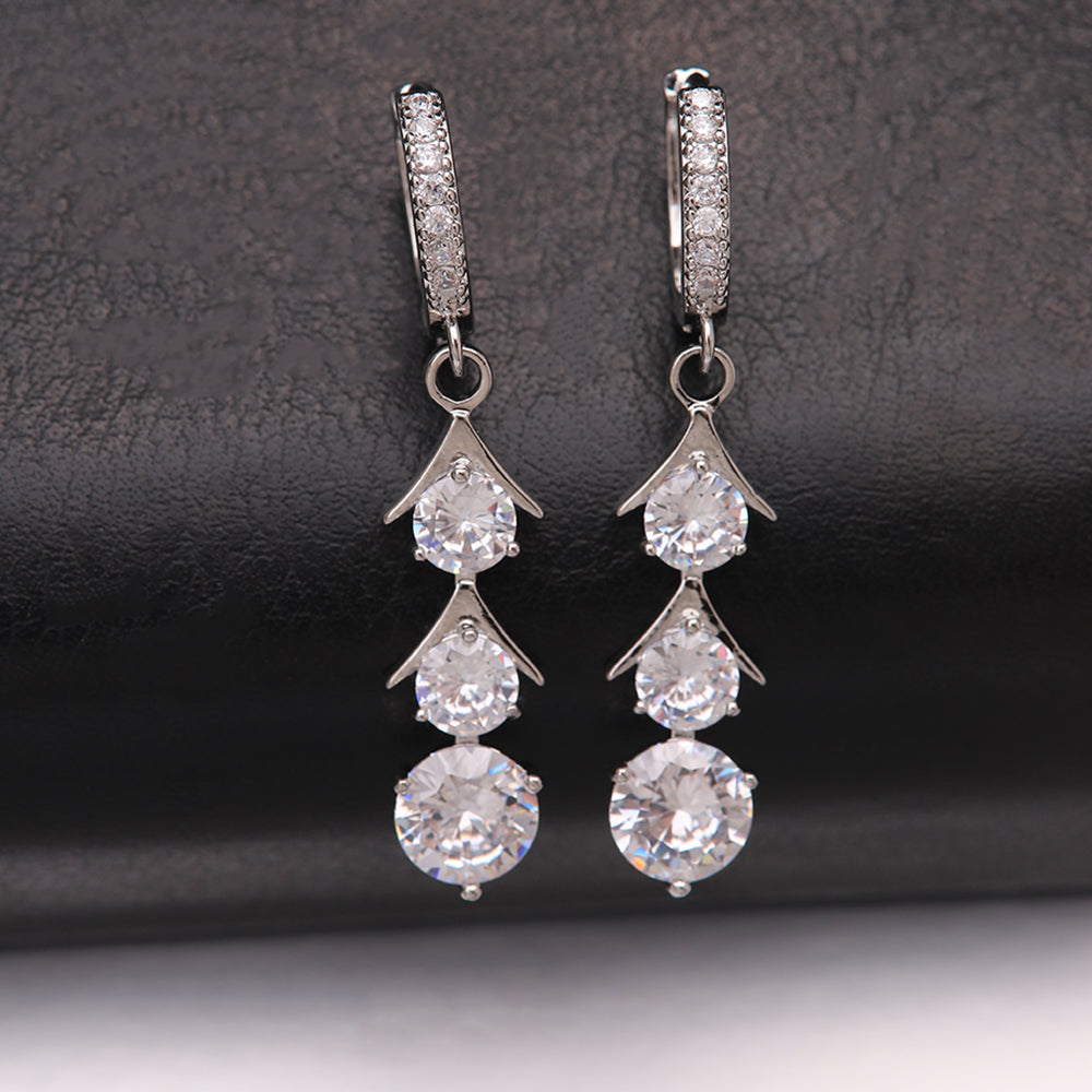 1 Pair Ig Style Sweet Color Block Plating Inlay Copper Zircon 18k Gold Plated Silver Plated Drop Earrings