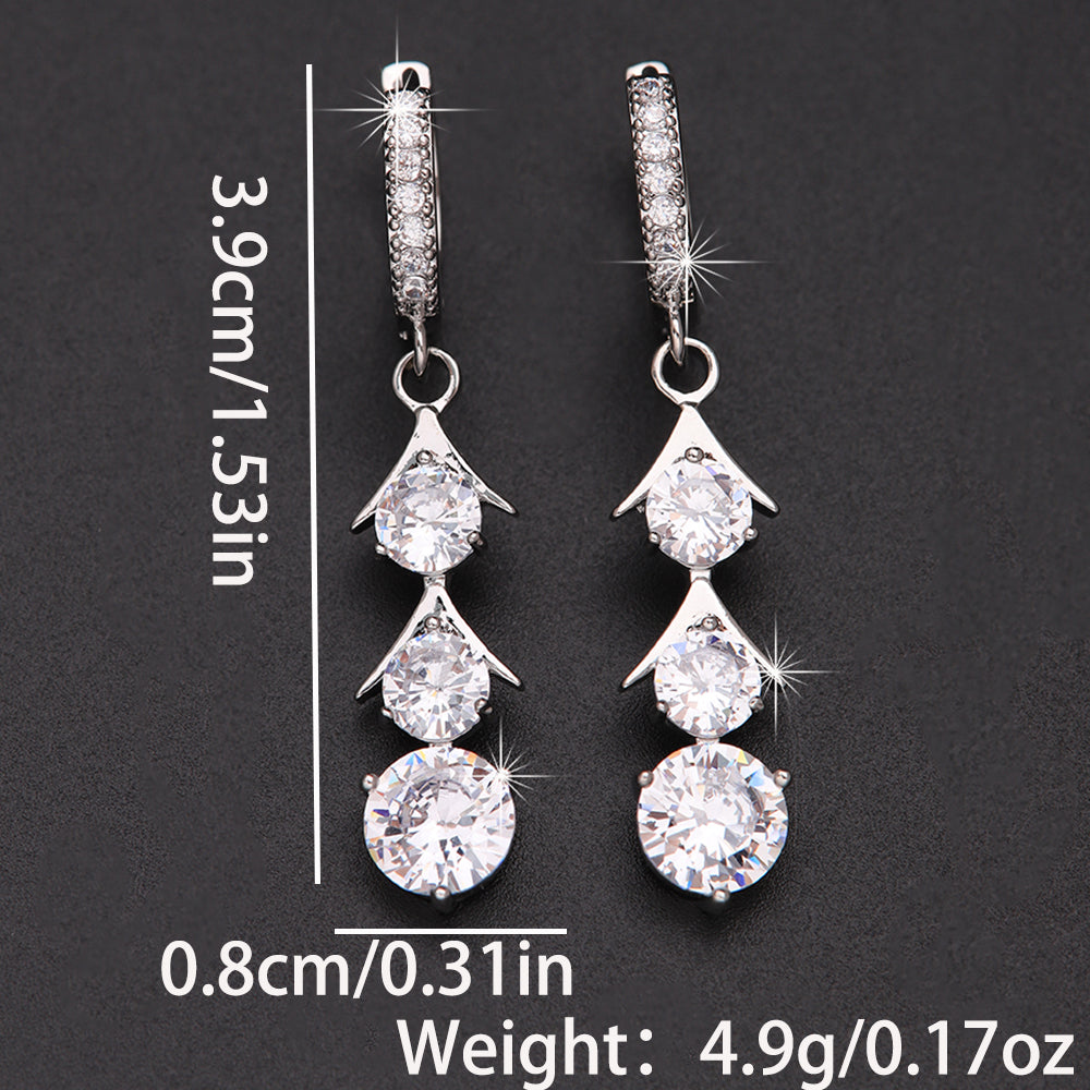 1 Pair Ig Style Sweet Color Block Plating Inlay Copper Zircon 18k Gold Plated Silver Plated Drop Earrings