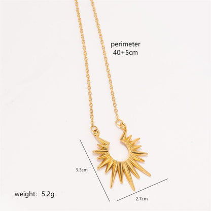 Wholesale Retro Sun Stainless Steel Plating 18k Gold Plated Pendant Necklace