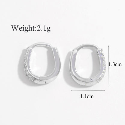 1 Pair Ig Style Elegant Geometric Inlay Sterling Silver Zircon White Gold Plated Rhodium Plated Earrings