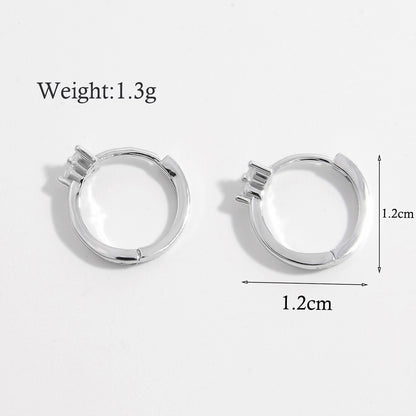 1 Pair Ig Style Elegant Geometric Inlay Sterling Silver Zircon White Gold Plated Rhodium Plated Earrings