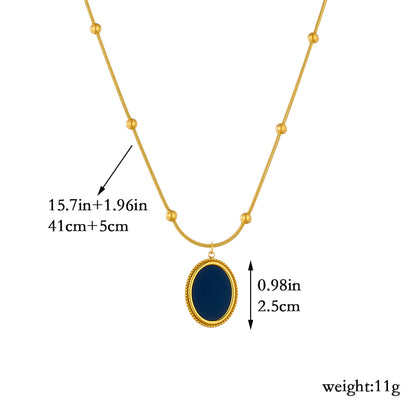 Wholesale Korean Style Oval Titanium Steel Plating 18k Gold Plated Pendant Necklace