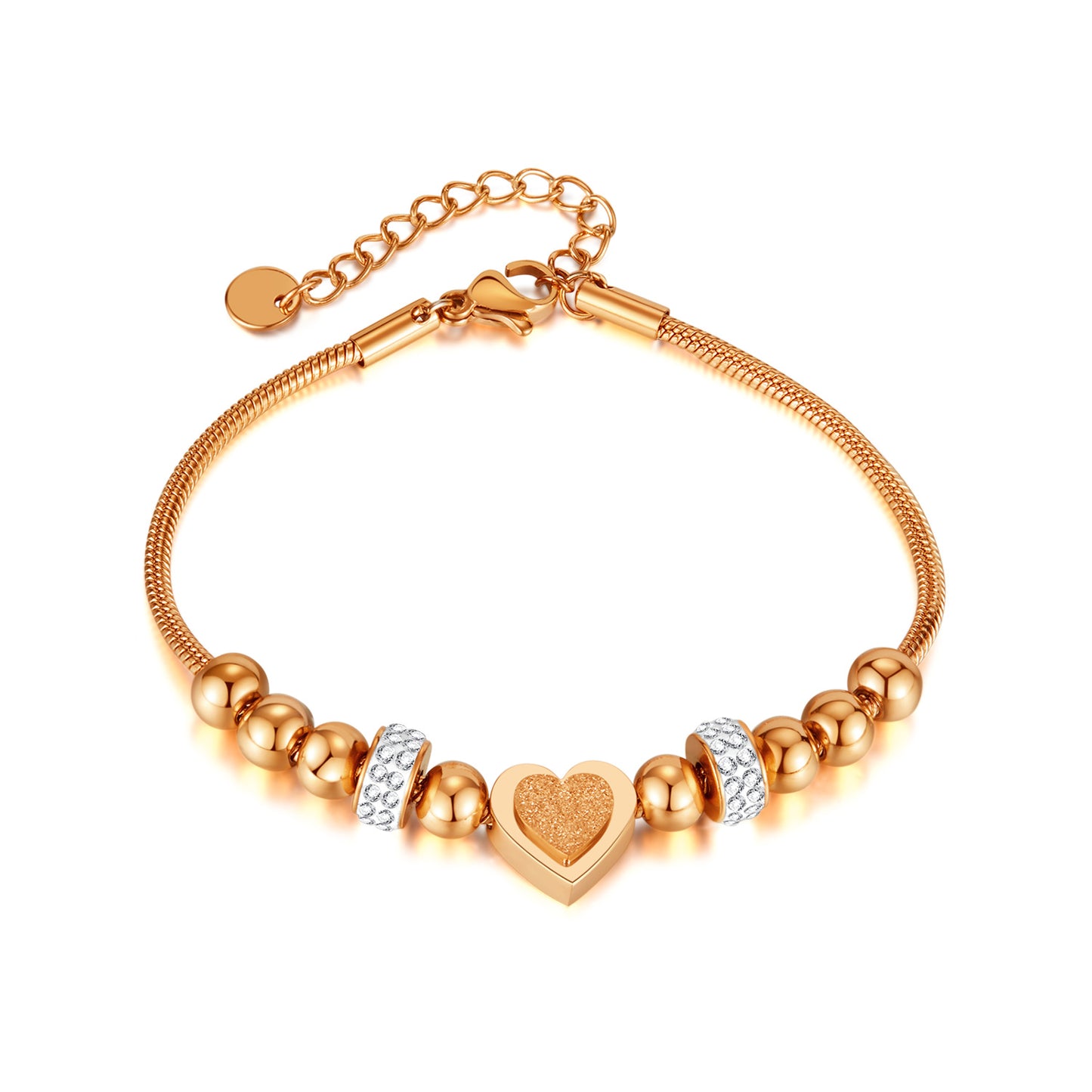 Vintage Style Simple Style Heart Shape Stainless Steel Inlay Zircon Bracelets