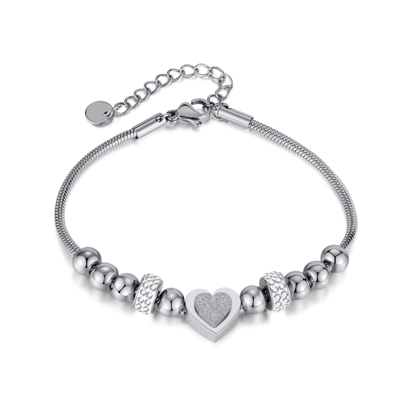 Vintage Style Simple Style Heart Shape Stainless Steel Inlay Zircon Bracelets