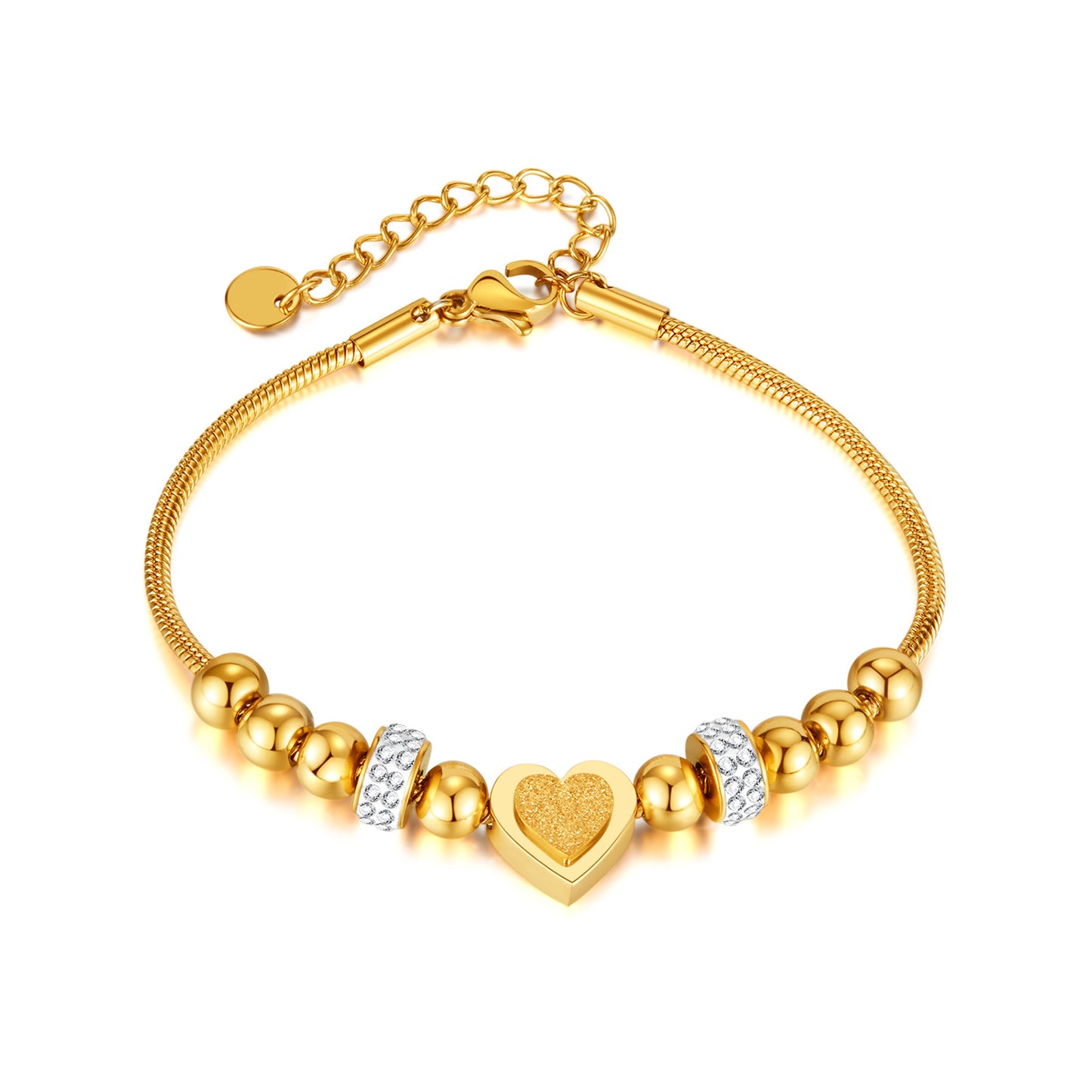 Vintage Style Simple Style Heart Shape Stainless Steel Inlay Zircon Bracelets