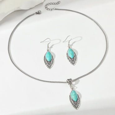 Simple Style Water Droplets Alloy Plating Inlay Turquoise Women's Jewelry Set
