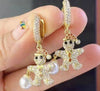 1 Pair Cute Sweet Snowman Plating Inlay Copper Zircon Drop Earrings