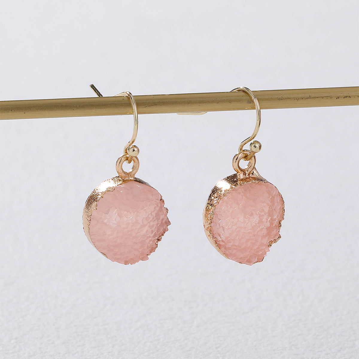 1 Pair Simple Style Round Inlay Copper Resin Drop Earrings