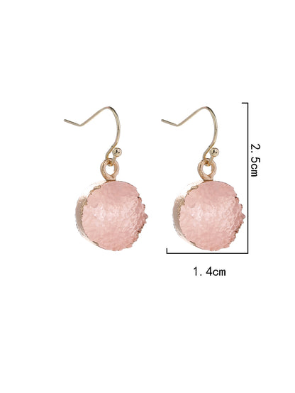 1 Pair Simple Style Round Inlay Copper Resin Drop Earrings