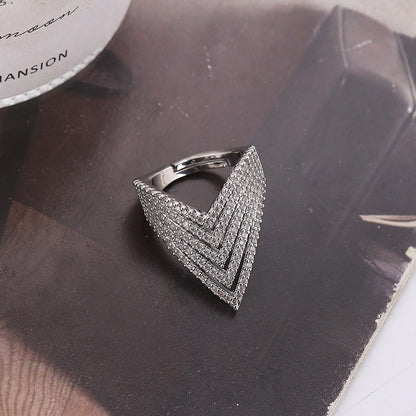 Exaggerated Streetwear Geometric Copper Zircon Open Rings In Bulk