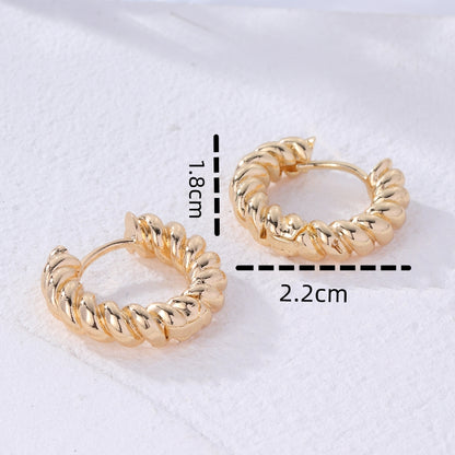 1 Pair Streetwear Twist Plating Copper White Gold Plated Gold Plated Hoop Earrings