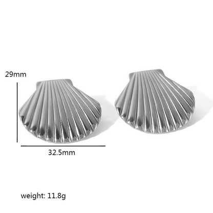 1 Pair Retro Lady Shell Plating 304 Stainless Steel Ear Studs