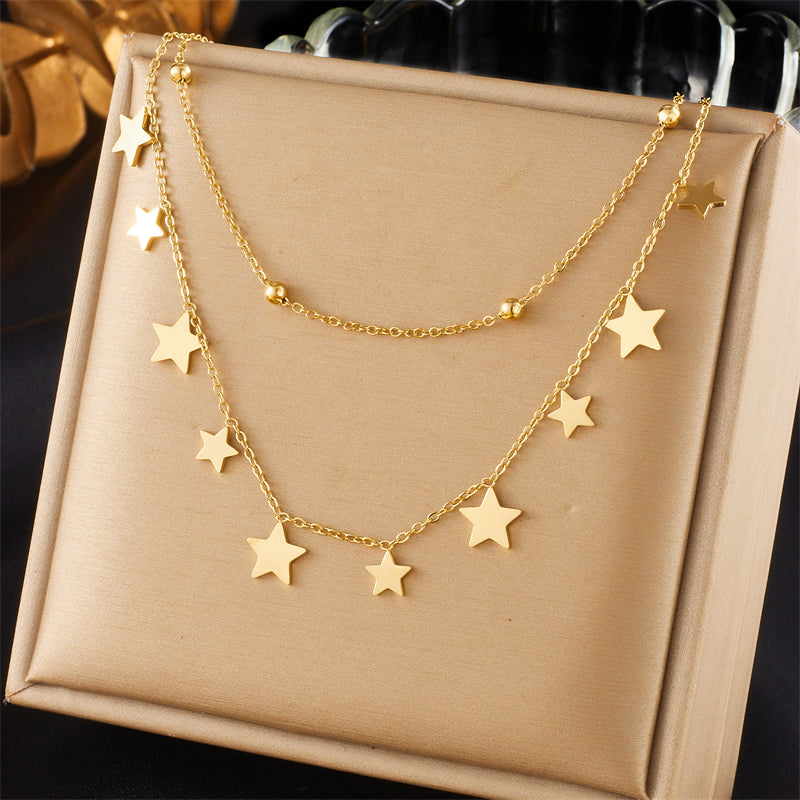 Wholesale Vintage Style Sun Star Flower Titanium Steel Plating 18k Gold Plated Necklace