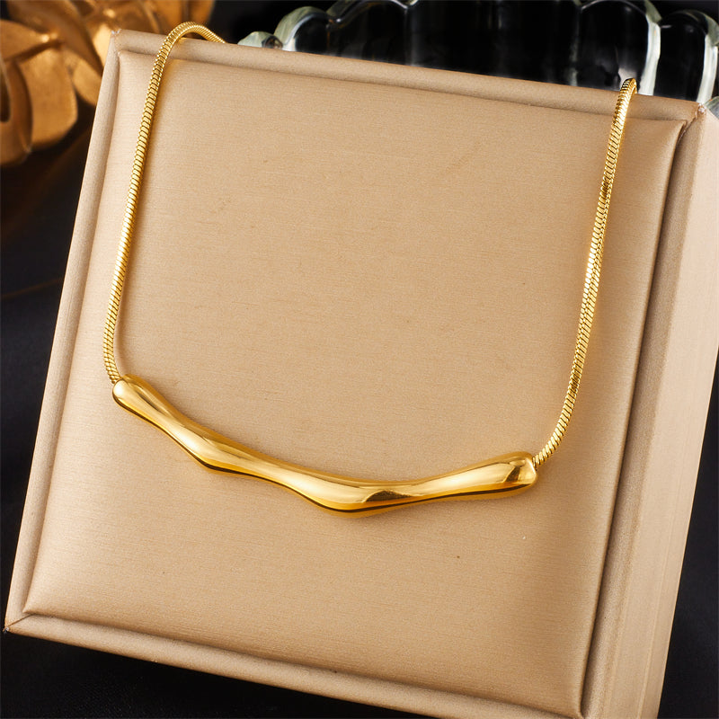 Wholesale Hip-hop Punk Solid Color Titanium Steel Plating 18k Gold Plated Pendant Necklace