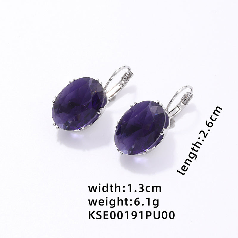 1 Pair Simple Style Oval Plating Inlay Copper Zircon White Gold Plated Drop Earrings