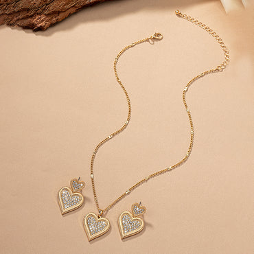 Simple Style Commute Heart Shape Alloy Plating Inlay Zircon 14k Gold Plated Women's Jewelry Set