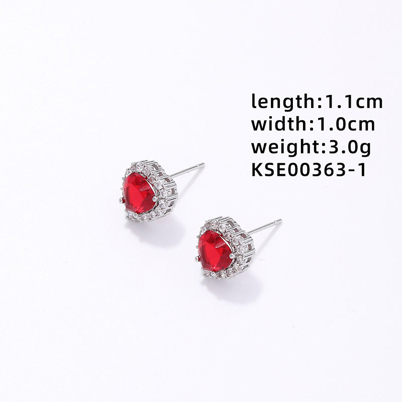 1 Pair Simple Style Heart Shape Plating Inlay Copper Zircon Ear Studs