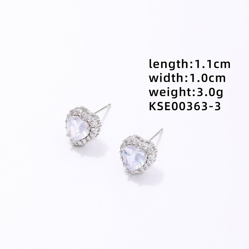 1 Pair Simple Style Heart Shape Plating Inlay Copper Zircon Ear Studs