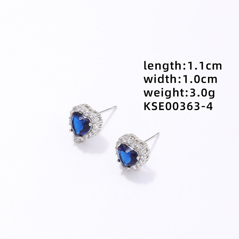 1 Pair Simple Style Heart Shape Plating Inlay Copper Zircon Ear Studs