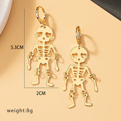 1 Pair Original Design Vintage Style Funny Skull Plating Iron Gold Plated Drop Earrings