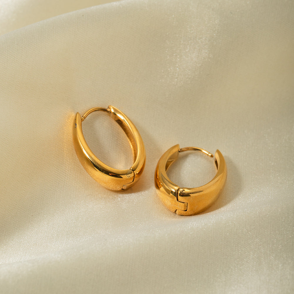 1 Pair Vintage Style Solid Color Plating Stainless Steel 18k Gold Plated Hoop Earrings