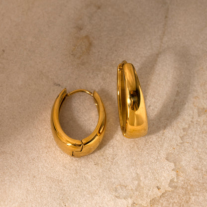 1 Pair Vintage Style Solid Color Plating Stainless Steel 18k Gold Plated Hoop Earrings