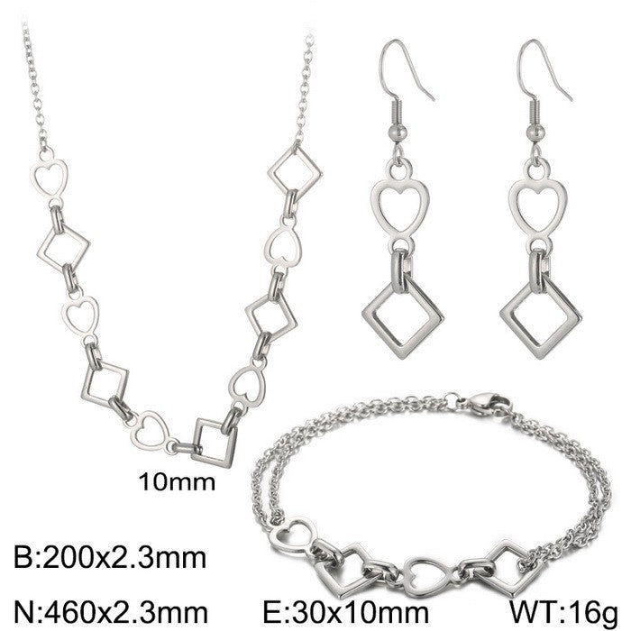 Retro Geometric Stainless Steel Titanium Steel Plating Bracelets Earrings Necklace