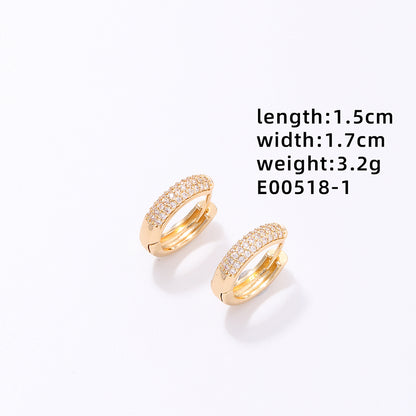1 Pair Ig Style Simple Style Circle Plating Inlay Copper Zircon Gold Plated Earrings