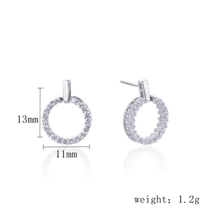 1 Pair Ig Style Elegant Geometric Inlay Sterling Silver Zircon Silver Plated Ear Studs