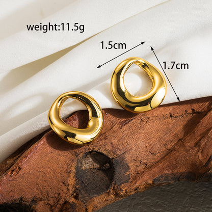 1 Pair Casual Basic Streetwear Solid Color Plating Stainless Steel 18k Gold Plated Ear Studs
