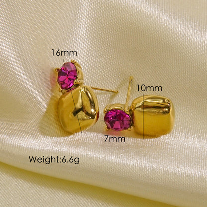 1 Pair Vintage Style Geometric Square Plating Inlay Titanium Steel Zircon Ear Studs