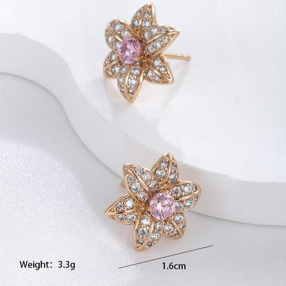 1 Pair Vintage Style Xuping Tree Flower Plating Inlay Copper Alloy Artificial Gemstones 18k Gold Plated Ear Studs