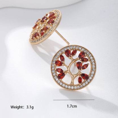 1 Pair Vintage Style Xuping Tree Flower Plating Inlay Copper Alloy Artificial Gemstones 18k Gold Plated Ear Studs