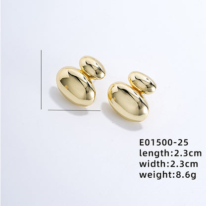 1 Pair Vintage Style Exaggerated U Shape Geometric Round Polishing Plating Pleated Copper Gold Plated Ear Studs