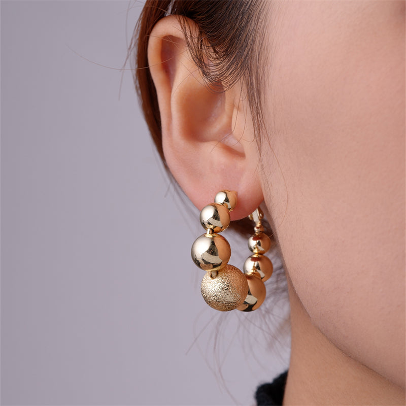 1 Pair Vintage Style Exaggerated U Shape Geometric Round Polishing Plating Pleated Copper Gold Plated Ear Studs