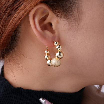 1 Pair Vintage Style Exaggerated U Shape Geometric Round Polishing Plating Pleated Copper Gold Plated Ear Studs