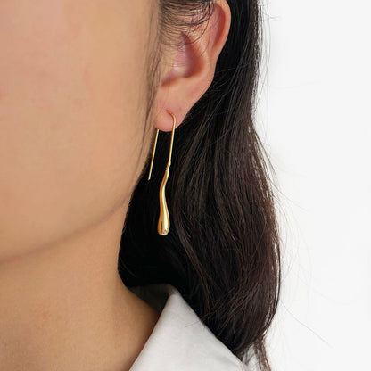 1 Pair Simple Style Water Droplets Plating Copper 14k Gold Plated Earrings