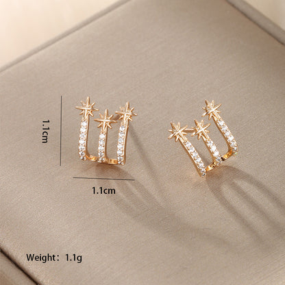 1 Pair Basic Vintage Style Xuping Number Eye Plating Inlay Copper Alloy Artificial Gemstones Ear Studs