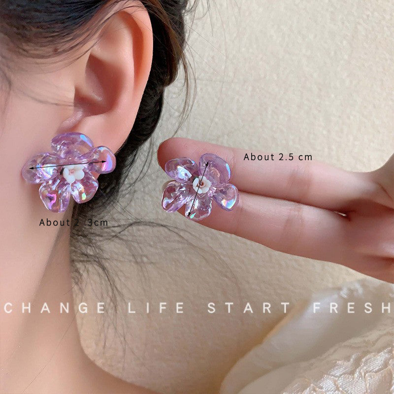 1 Pair Elegant Simple Style Petal Patchwork Synthetic Resin Ear Studs