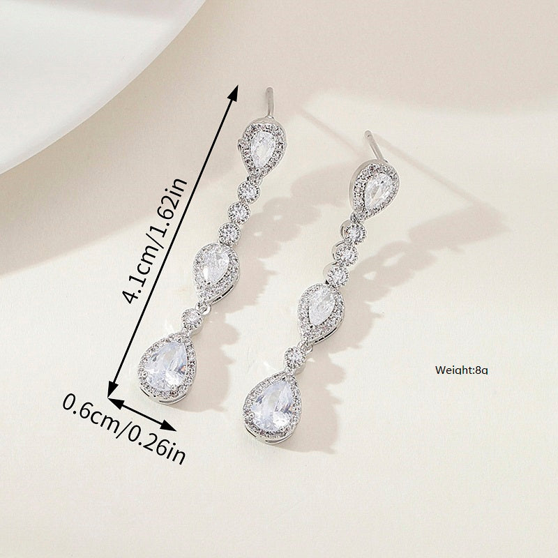 1 Pair Classic Style Water Droplets Plating Inlay Copper Zircon Gold Plated Drop Earrings