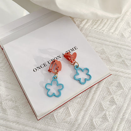 1 Pair Cute Sweet Heart Shape Flower Plating Alloy Drop Earrings