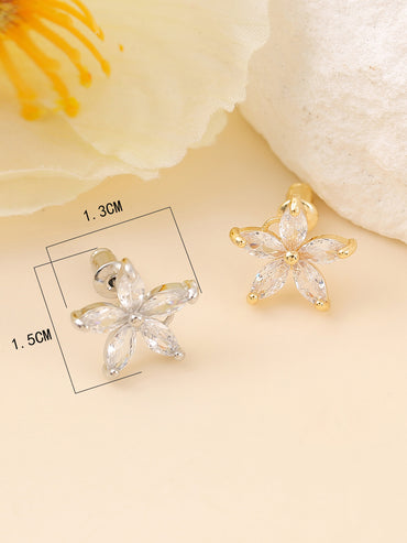 1 Pair Simple Style Classic Style Flower Plating Inlay Copper Zircon 18k Gold Plated White Gold Plated Ear Studs