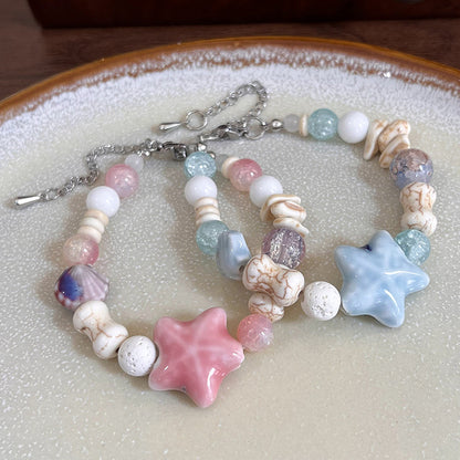 Elegant Sweet Color Block Starfish Ceramics Beaded Women's Bracelets