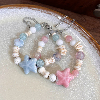 Elegant Sweet Color Block Starfish Ceramics Beaded Women's Bracelets