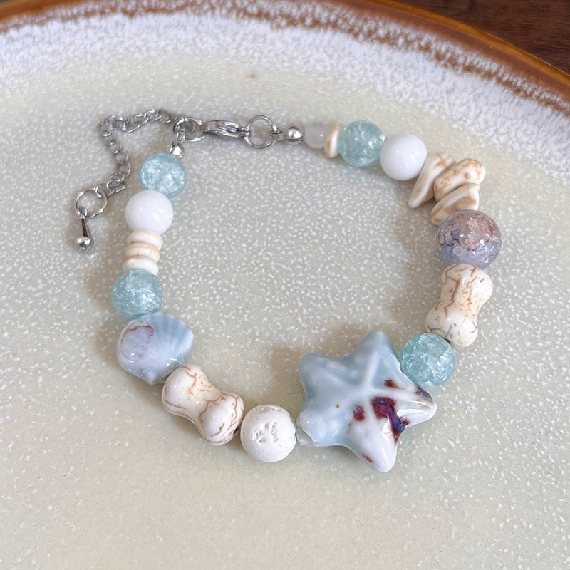 Elegant Sweet Color Block Starfish Ceramics Beaded Women's Bracelets