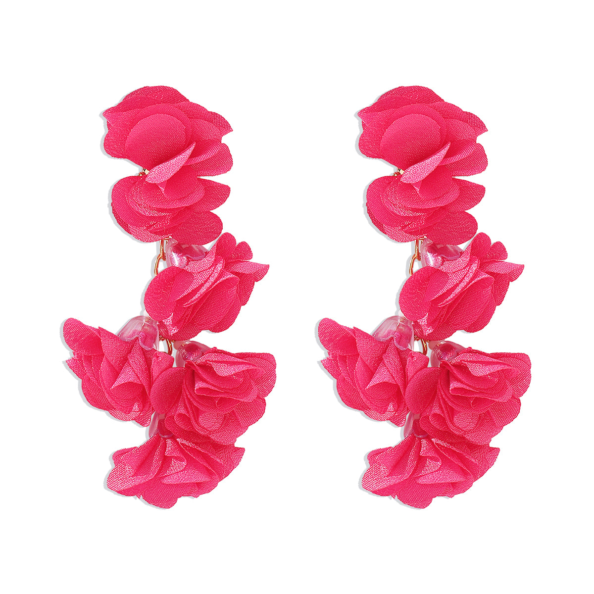 1 Pair Vintage Style Color Block Flower Cloth Drop Earrings