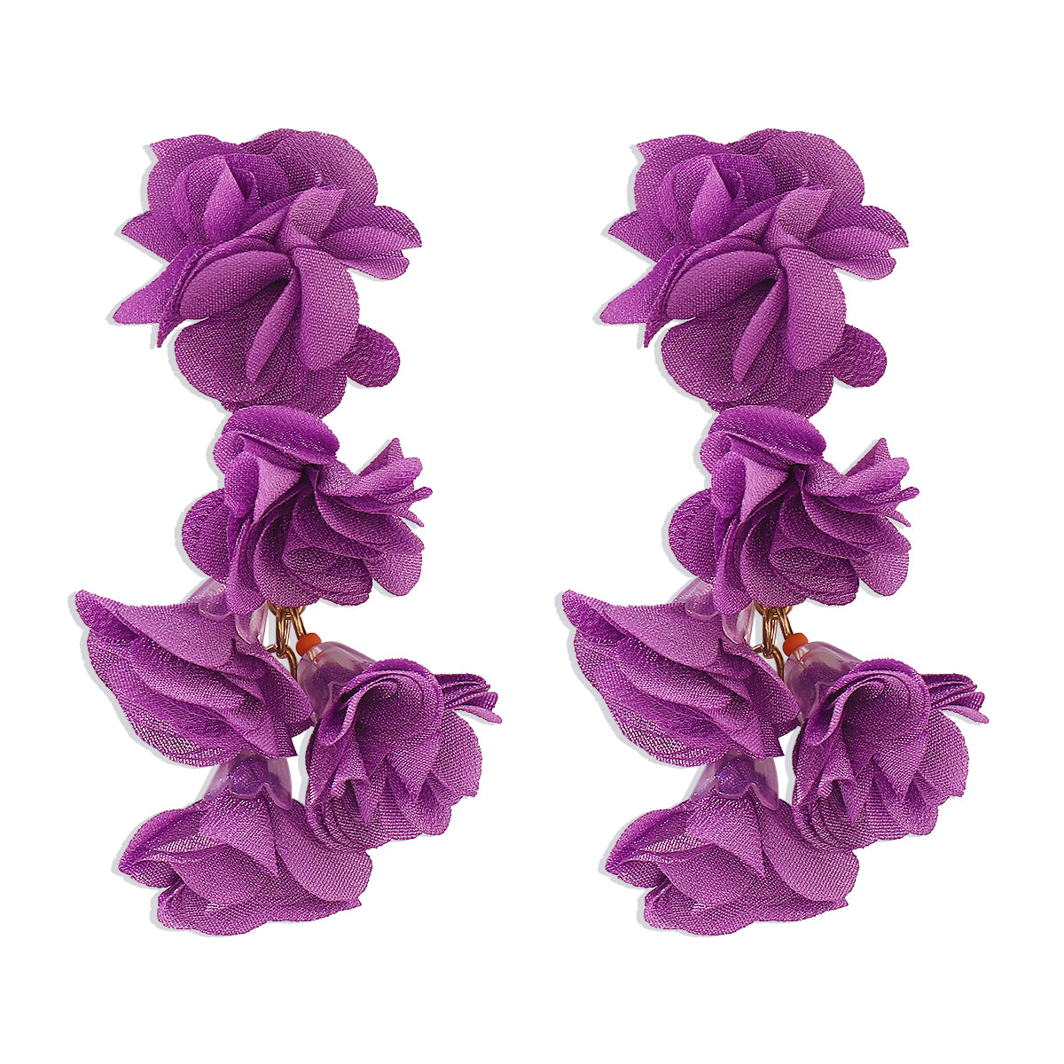 1 Pair Vintage Style Color Block Flower Cloth Drop Earrings