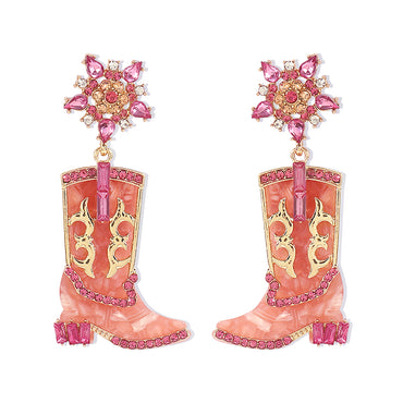 1 Pair Cowboy Style Simple Style Boots Plating Inlay Alloy Rhinestones Drop Earrings