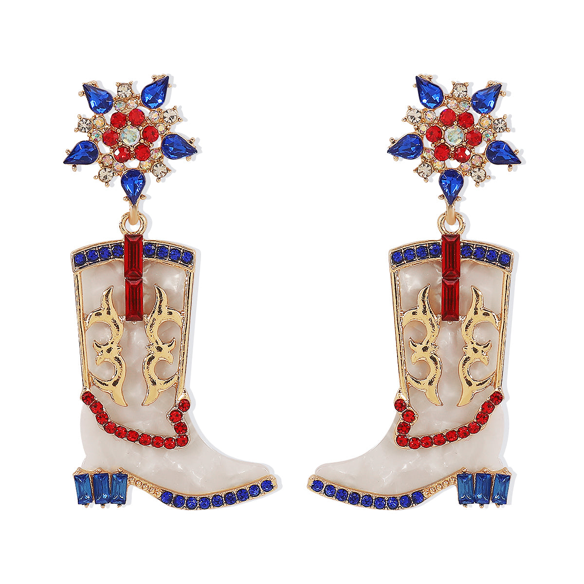 1 Pair Cowboy Style Simple Style Boots Plating Inlay Alloy Rhinestones Drop Earrings